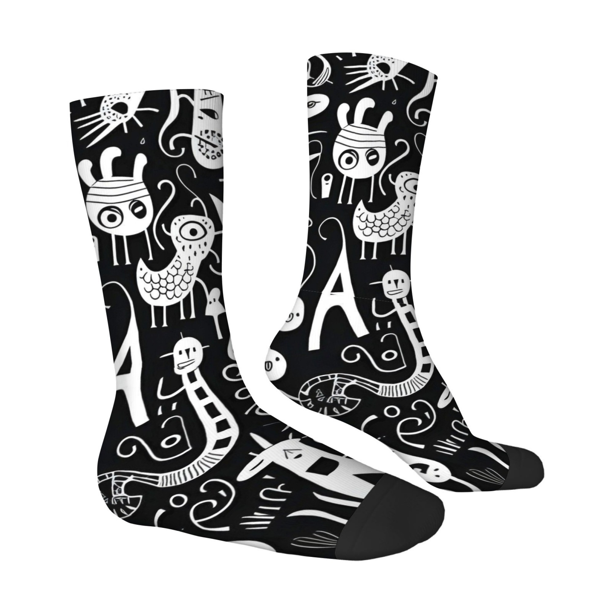 Outdoor Sport Hose - Black White Graffiti Quirky Print Men's