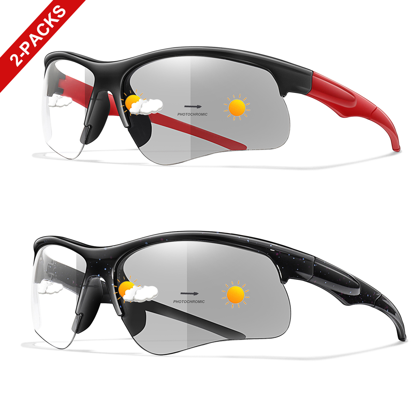 2 Pairs Fashion Photochromic S - Outdoor Sport Glasses recension och pris
