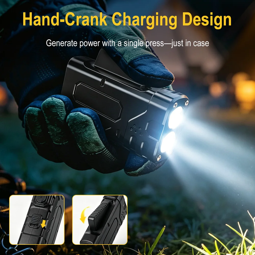 BORUIiT Hand Crank EDC LED Fla - Outdoor Sport Lights recension och pris
